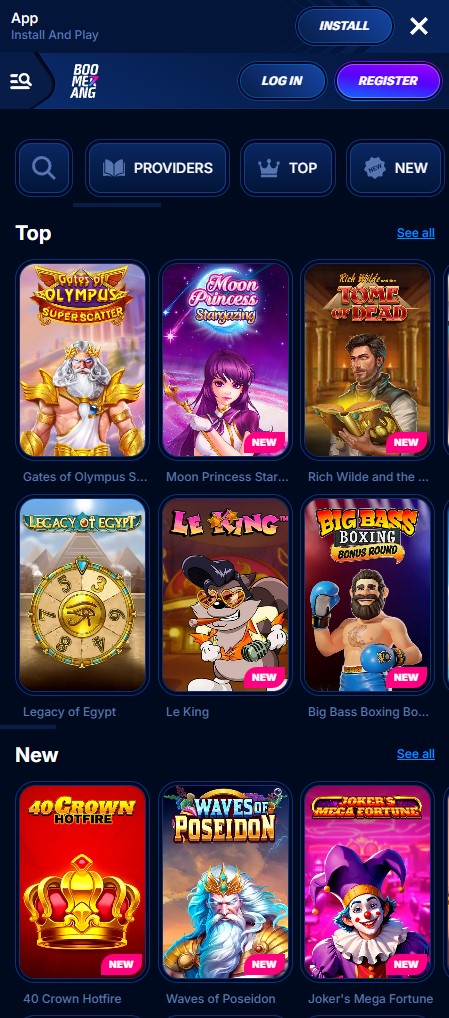 Boomerang Casino Mobile App auf einem Smartphone